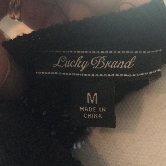 Lucky Brand Long Black Woven Sweater w/sheer edge - Picture 5 of 5
